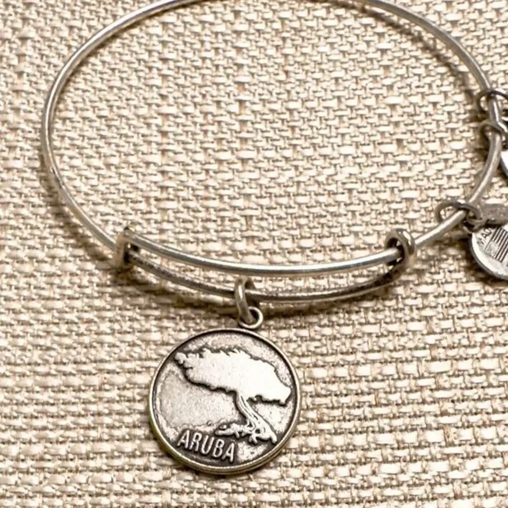 Alex and Ani Women's Exclusive Divi Tree Aruba Charm Bangle Silver Finish